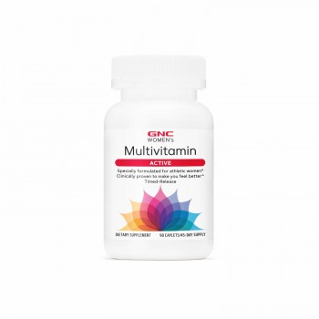 GNC Womens Ultra Mega um frasco com 90 comprimidos para mulheres ativas.