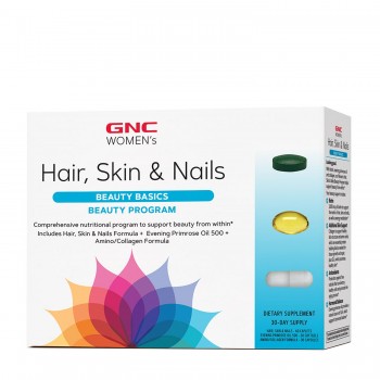 GNC Cabelos, Pele e Unhas um frasco contendo 30 pacotes,para um programa nutricional para apoiar a beleza. 