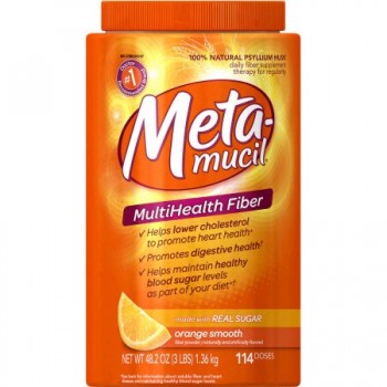 Metamucil 660gr um frasco contendo 114 doses com fibra para regularidade intestinal.